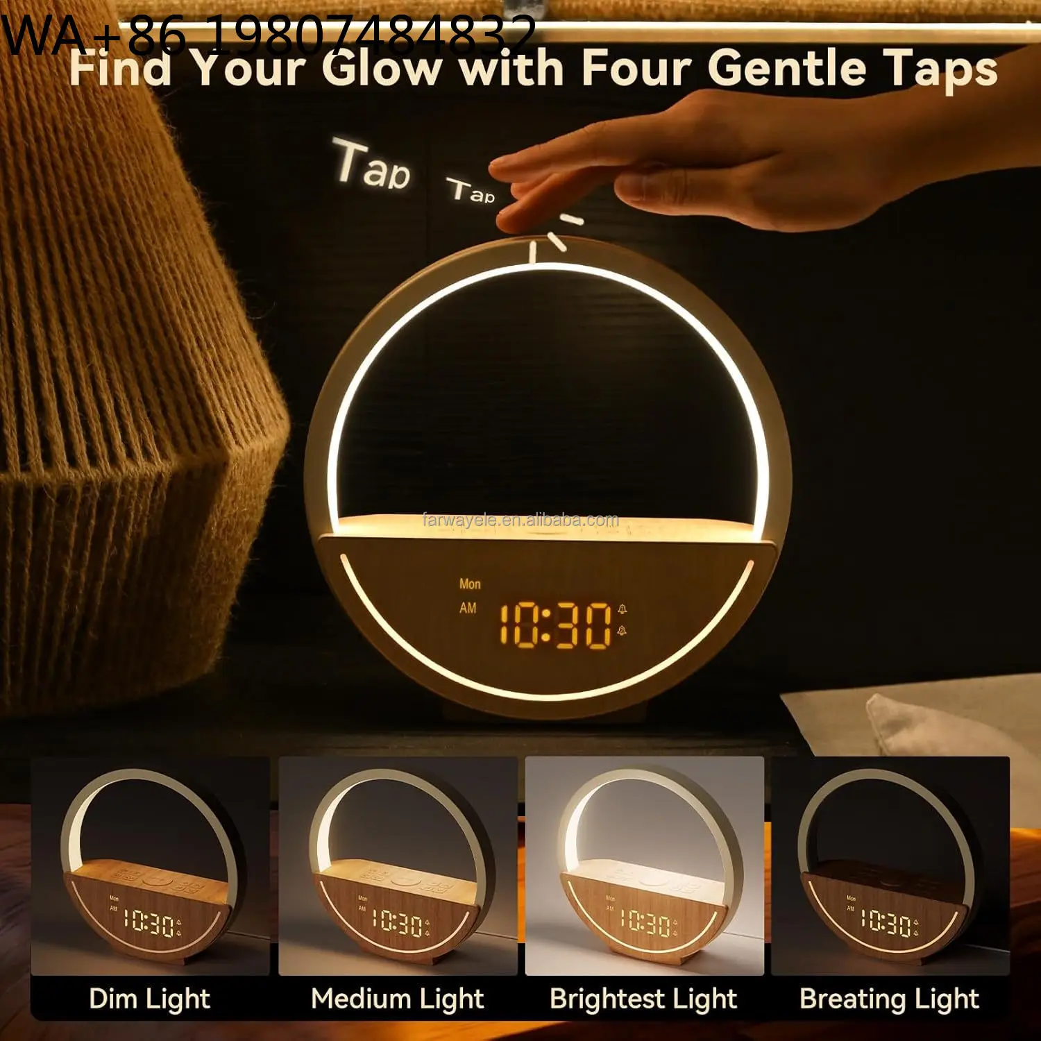 Dawn Simulation Sunrise Bedside Lamp 20 Soothing White Noise Modes Dimmable Night Light Quiet Sleep Aid For Bedroom Rest Space view 3