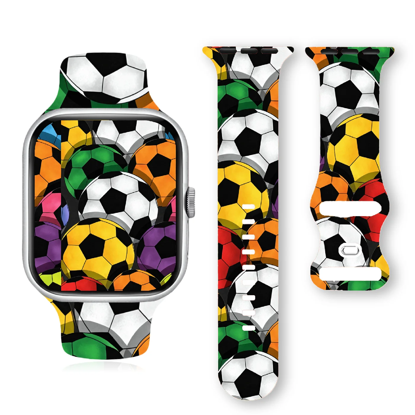 Playful Football Soft Silicone Band for Apple Watch 9 8 7 6 5 Ultra SE Size 38 40 41 42 44 45 49mm Strap Suitable for All iWatch