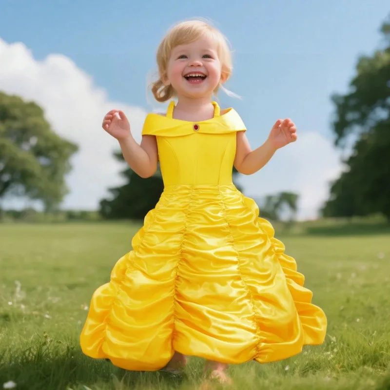 

XT8Summer Kids Princess Dresses Girls Belle Party Costume Children Christmas Birthday Flower Clothes Beauty and the BeastXT6@!