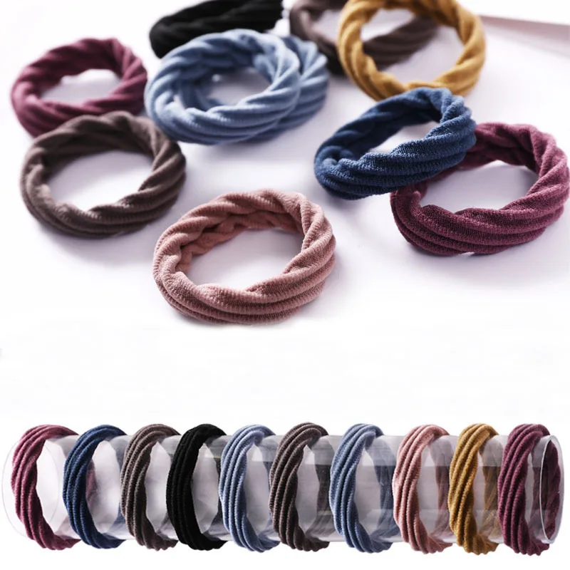 20Pcs Women Simple Basic Elastic Rubber Bands Girls Fashion High Elastic Headwear Solid Color Headband Hair Accessories