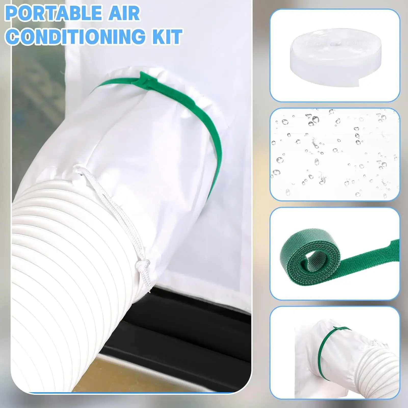 Kit de ventilación de ventana de CA portátil, conjunto de tela de sellado de CA, accesorio de aire acondicionado portátil Flexible de ahorro de energía para el hogar y la sala de estar