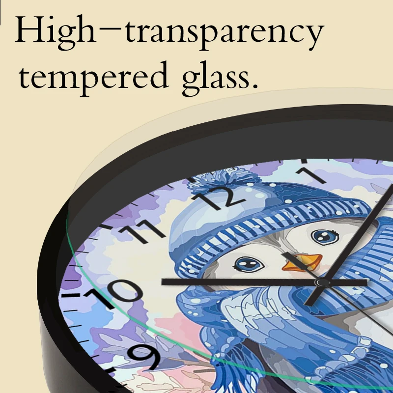 ساعة حائط معلقة دائرية صامتة على شكل بطريق شتوي، مناسبة لغرفة المعيشة والمدرسة وغرفة الدراسة وغرفة النوم وهدايا الأطفال #4