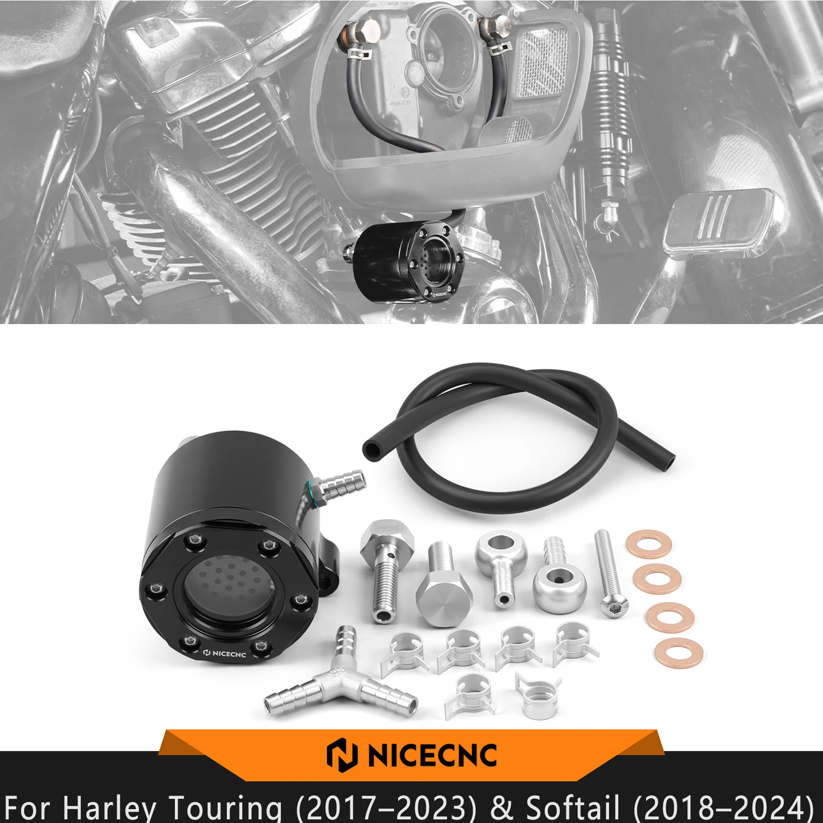 Kit de Respiración Externa NICECNC para Harley Touring 2017-2023 y Softail 2018-2024 Breakout, Fat Bob, Fat Boy, Street Bob, Low Rider S
