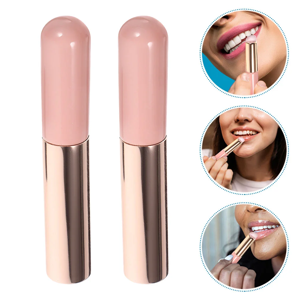 4-delige make-upborstel lip lippenstift applicator balsem met deksel wands roze glans applicators voor