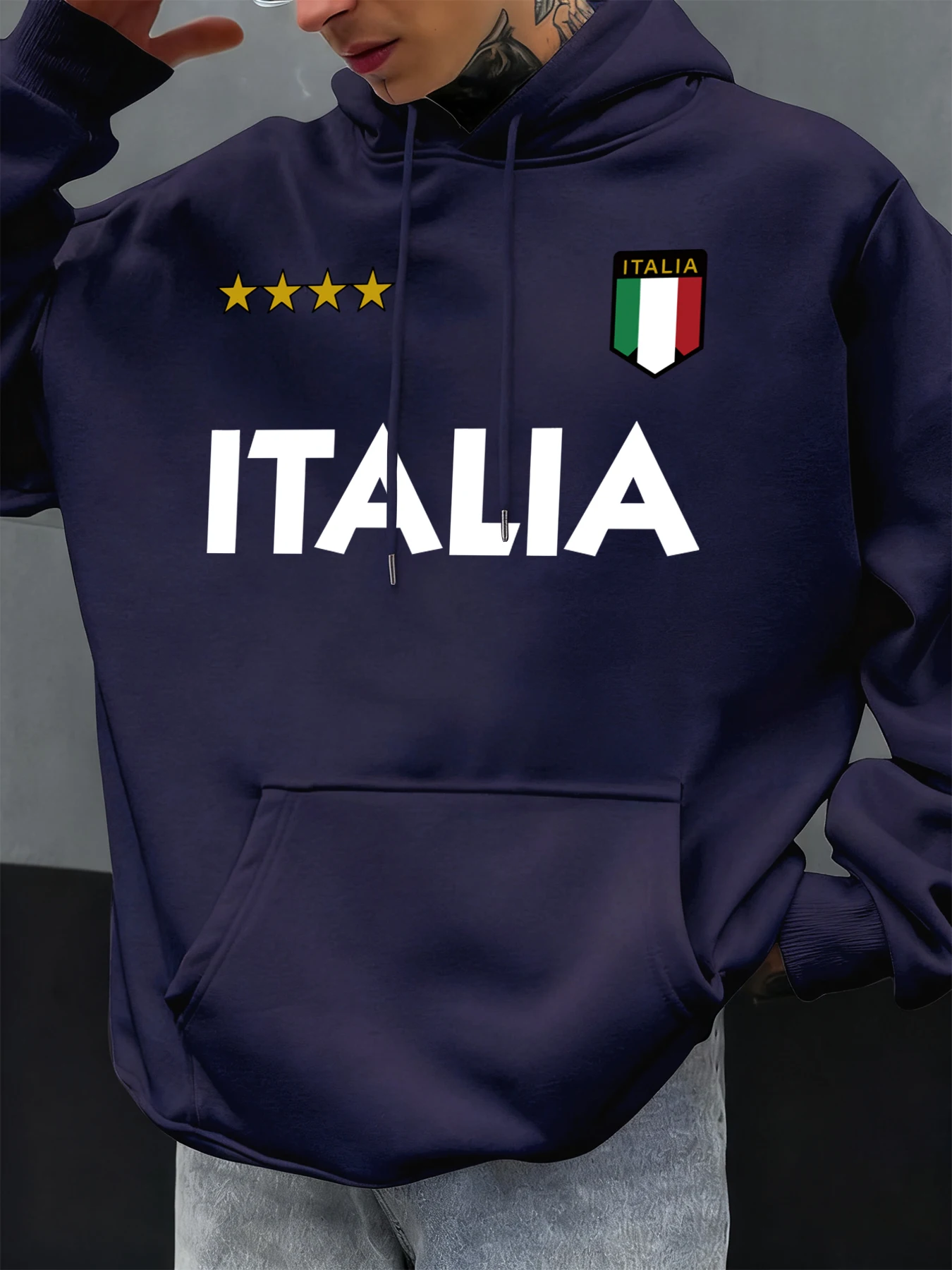إيطاليا العلم الإيطالي تصميم الرجال هوديي الصوف هوديس جيب لينة هودي الخريف بلايز عادية موضة ملابس الشارع للجنسين