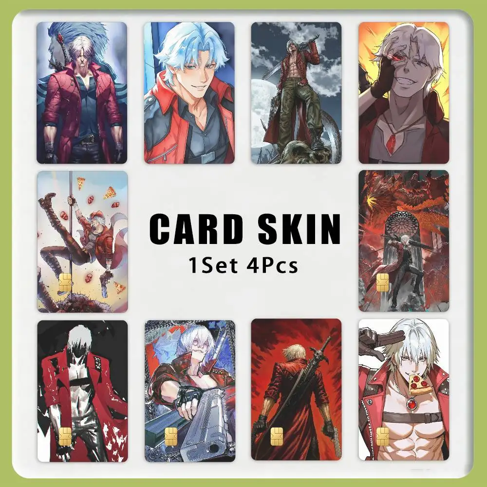 Demon Hunter D-Dante 1Set 4Pcs Card Skin Sticker Waterproof Decorative Film for Credit Debit Bank Bus IC Card