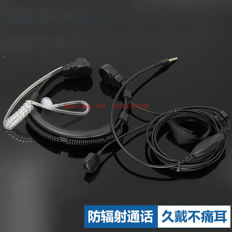 Shockproof Throat Microphone 3.5mm Headphone Cable with Microphone Control Air Duct