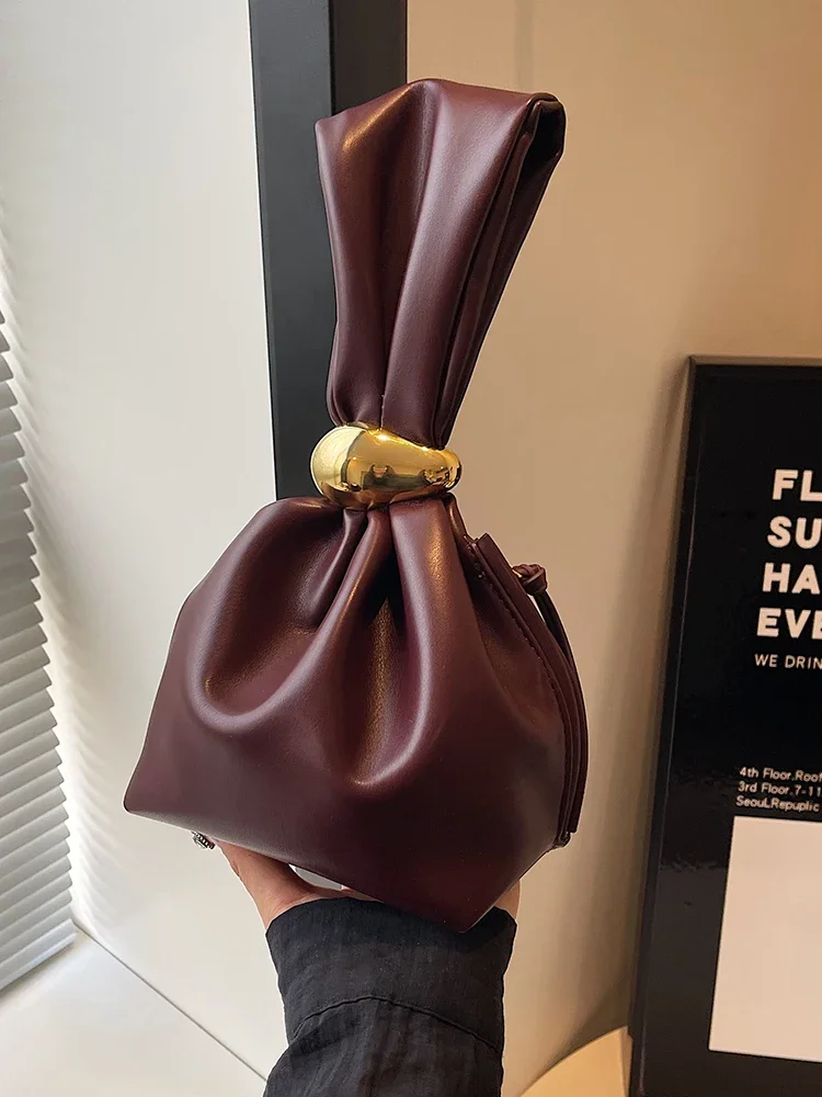 

Персонализированный клатч из мягкой кожи, роскошный дизайнерский женский плиссированный мини-сумка-ведро, темпераментная вечерняя сумка на молнии сбоку