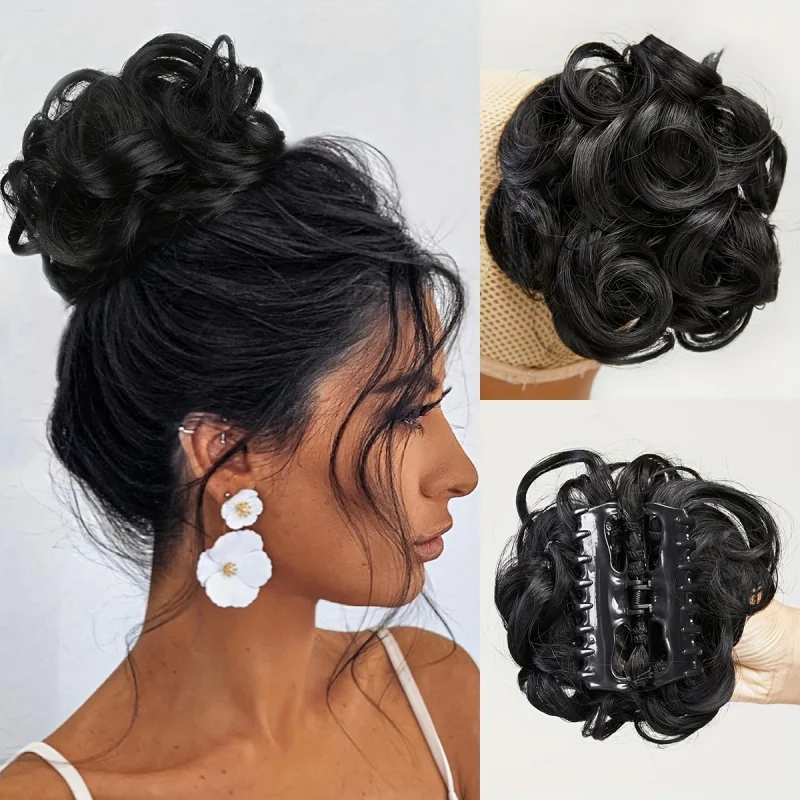 Wig Women's Band Bag Ball Head Updo Pull Short Curly Hair Clip-Shaped Flower Brace Fluffy Big Ha