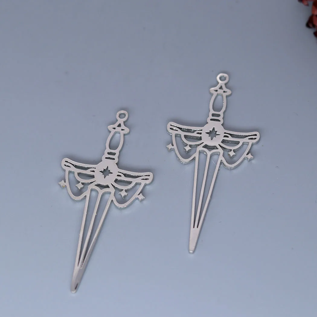 3pcs DIY Craft Tassels Earrings Necklace Star Moon Phase Charms for Jewelry Making Stainless Steel Cross Sword Evil Eye Pendant