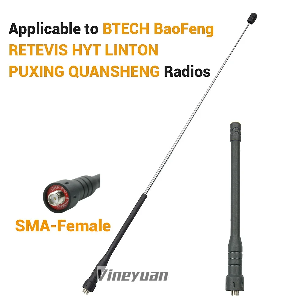 

Telescopic Handheld Walkie Talkie Antenna SMA-Female UHF Antenna 41.5cm/16.33in for Baofeng UV-5R Baofeng Retevis Kenwood HYT