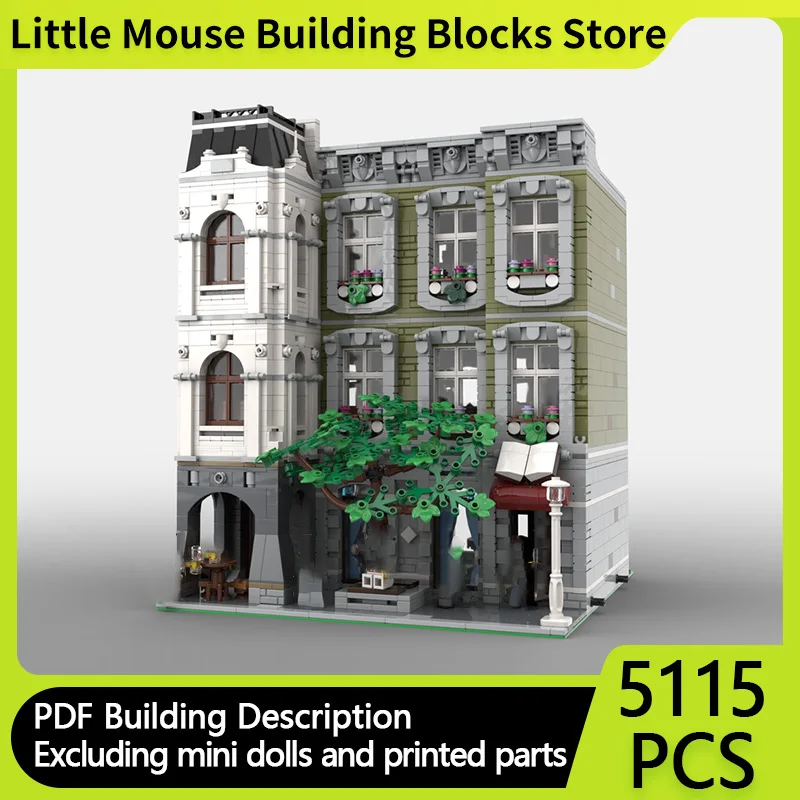 

City Street View Model MOC Building Bricks Library And Wine Bar Modular Technology Gifts Holiday Assemble Children Toys Suit
