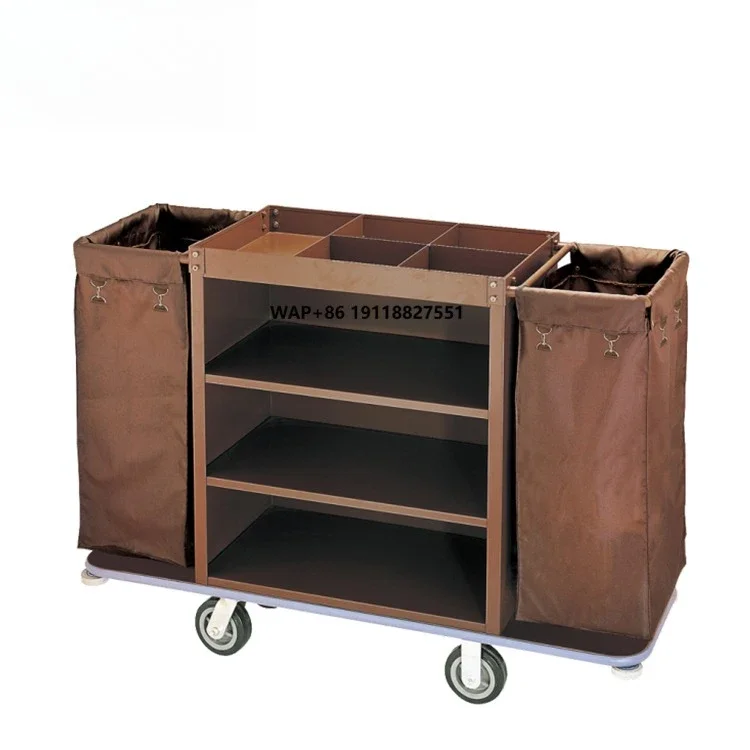 Cheaper Price High Quality Metal Construction Hotel Housekeeping Cleaning Trolley Cart