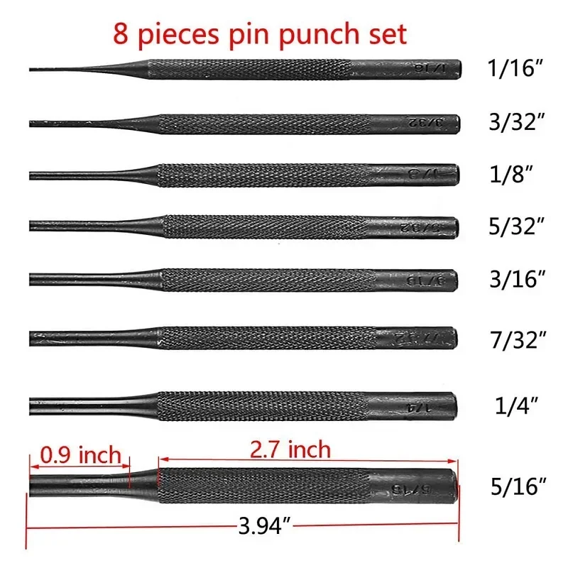 8Pcs/Set Professional Roll Pin Punch Set Jewelry Watch Repair Tools Case Pin Punch Tool Hand Remover Metakworking Tools