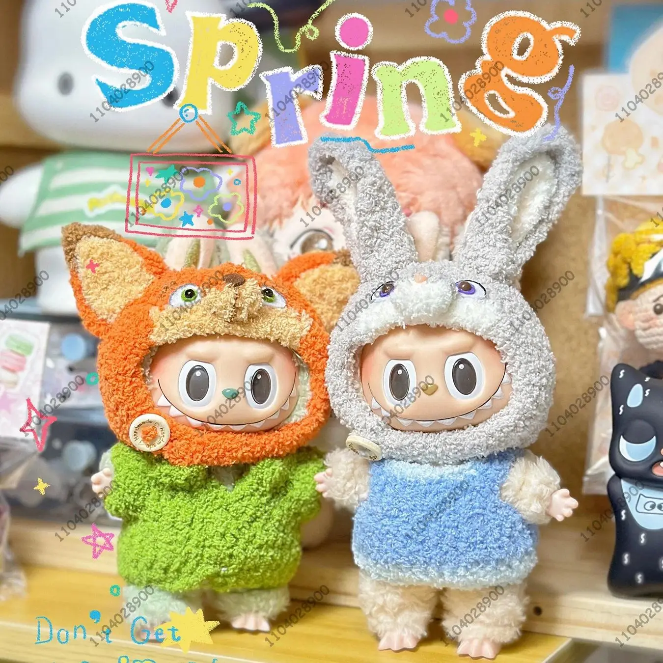 

For Labubu The Monsters Clothes Zootopia Bunny Judy Fox Nick Costume 1:1 Replica Vinyl Plush Doll Action Figure Bag Charm Gift
