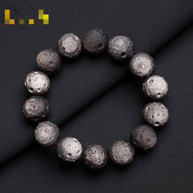 Natural Obsidian Meteorite Bracelet Men Women Healing Gemstone Fine Jewelry Genuine Obsidian Crystals Planet Bracelets Bangles