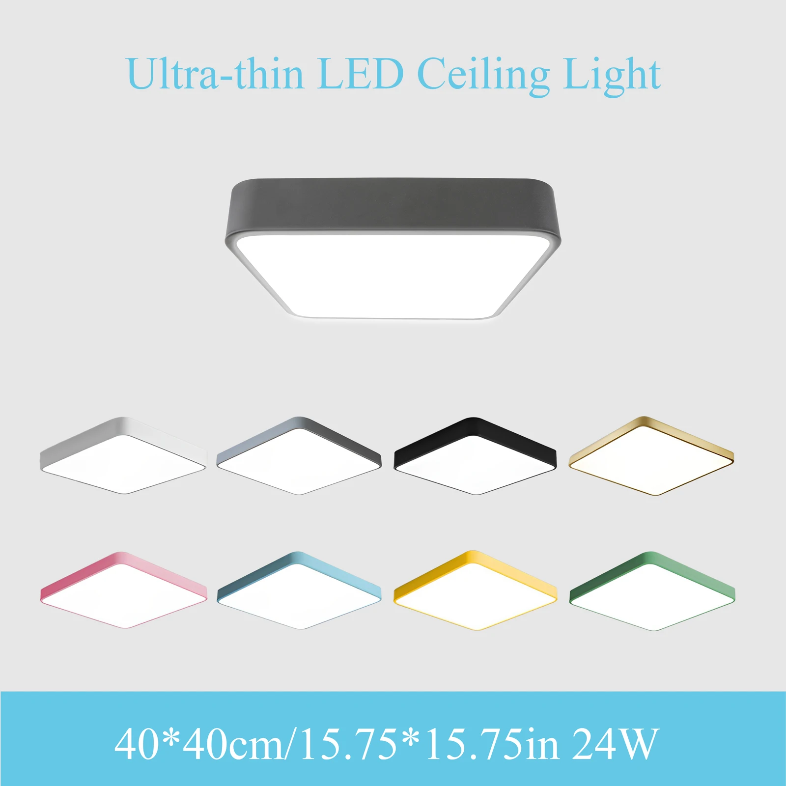 

LED Ceiling Light 24W Modern Square Macaron Ceiling Lamp Indoor Bedroom Living Room Lighting Fixture Surface Mount