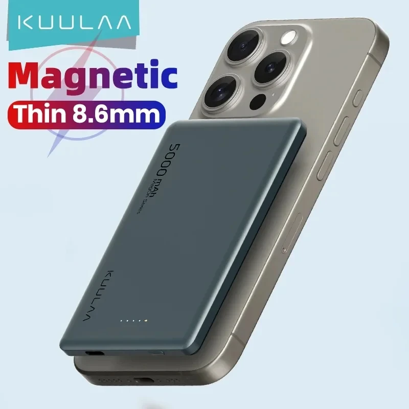 KUULAA Magsafe Power Bank 5000mAh 20W Wireless Phone Charger External Battery Fast Charging For iPhone 14 13 12 Series PowerBank