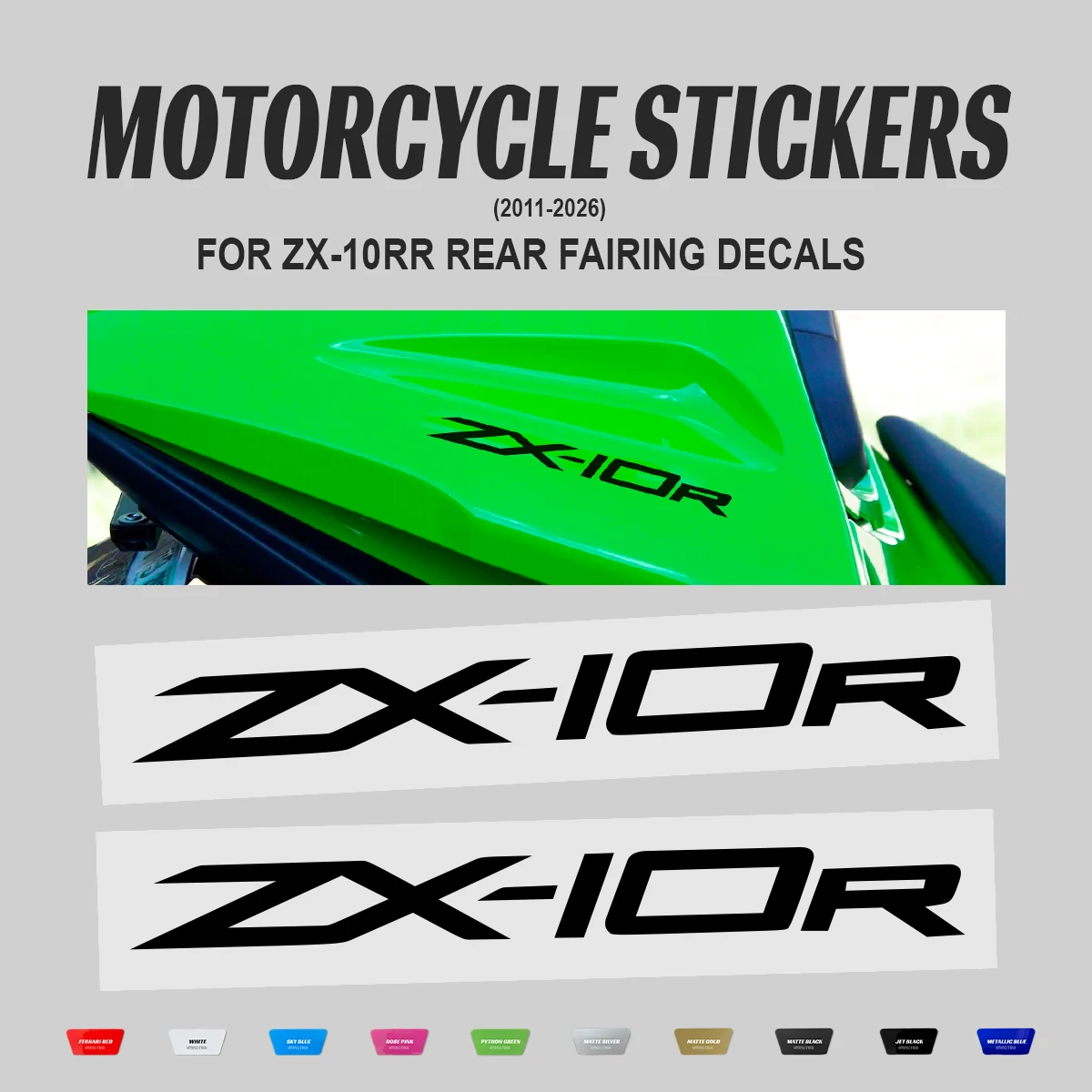 For ZX-10R ZX10R 2011-2026 Motorcycle Rear Fairing Decals Stickers Waterproof PVC Tail Cover Decorative Accessories 2PCS