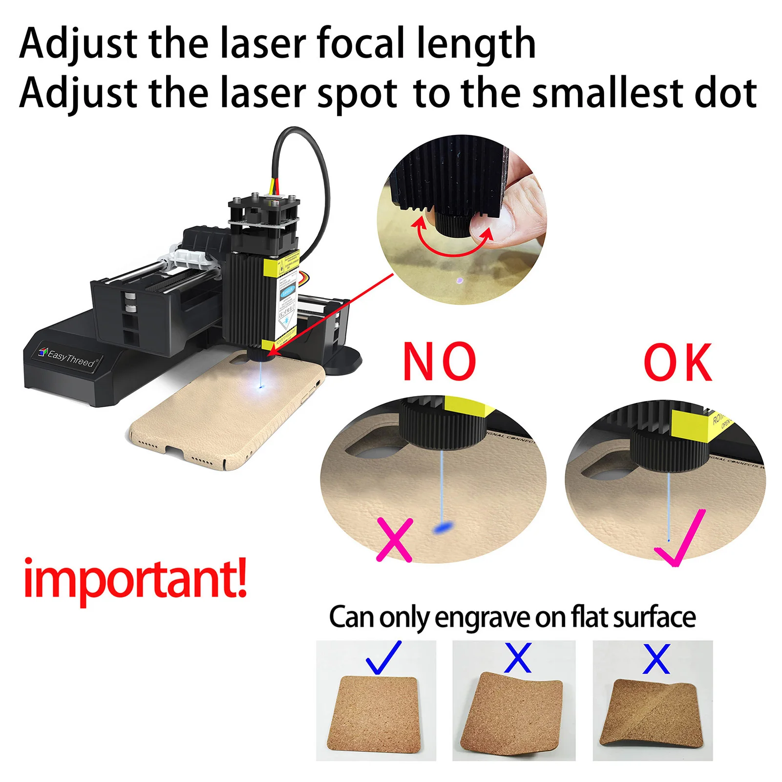 Easythreed ETLR002 Mini Laser Engraver 2W Blue Laser Power APP Wireless Control BT & USB Connection Easy to Install 300mm/min