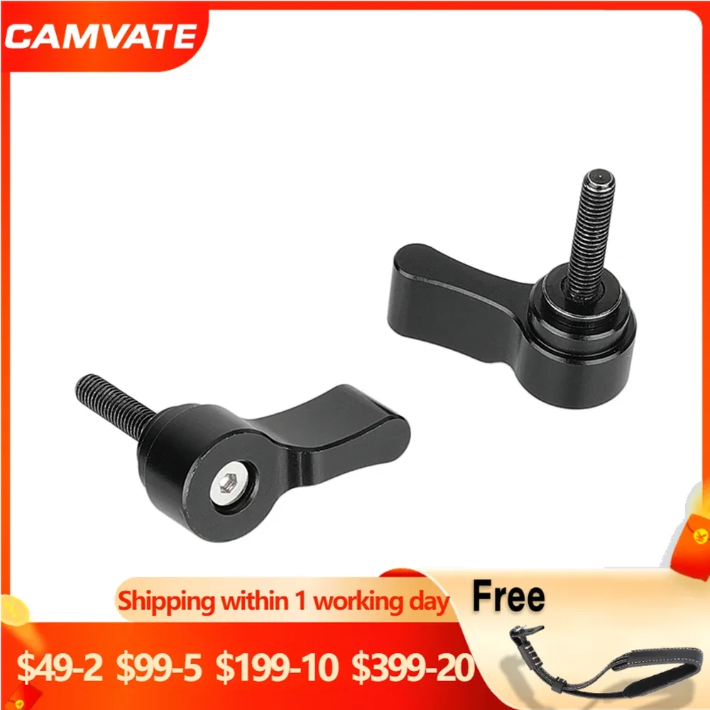 CAMVATE 2 Pieces Standard M4 Male Threading (18mm Long) Rotating Knob Adjustable Thumb Lever Screw For Camera Rig,Cage, QR Plate