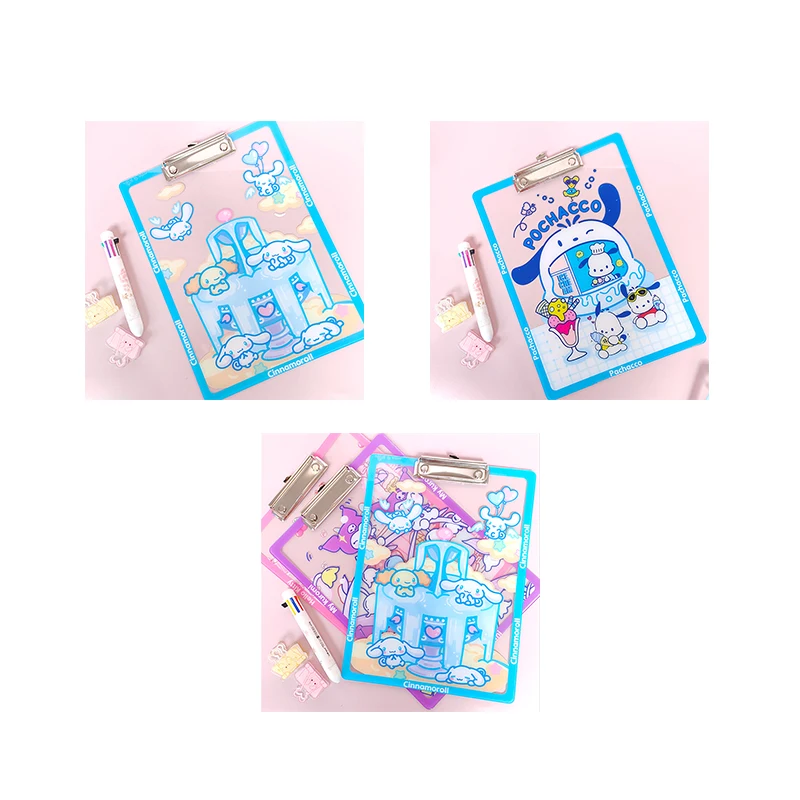 

Kawaii Sanrio Cinnamoroll My Melody Hello Kitty Cartoon Plate Clamp Student Transparent Acrylic Writing Board Office Folder Gift