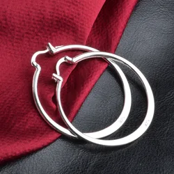 Hot 5CM Big circle Silver color hoop earrings for women Holiday gift Classic Charms party wedding Jewelry