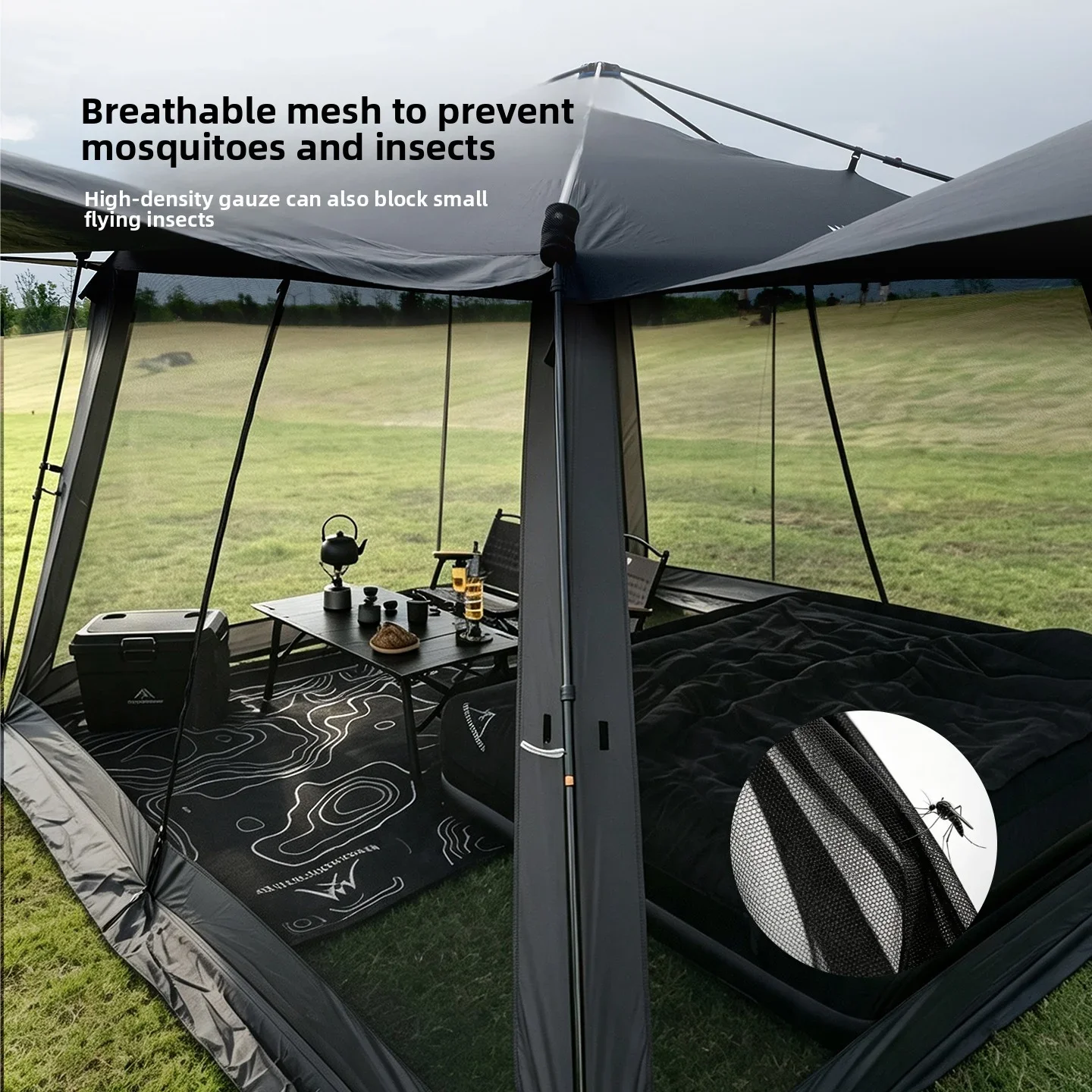 MOUNTAINHIKER 6-15Person Outdoor Camping Mosquito Net Automatic Tent Waterproof Silver Glue Anti-ultraviolet Beach Picnic Awning image 6