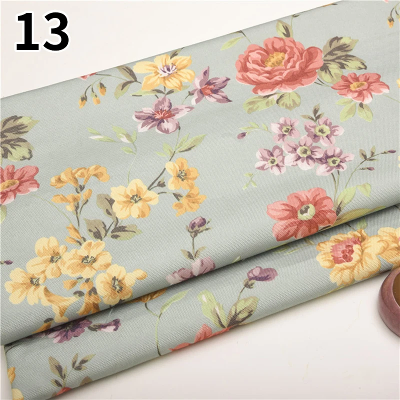 

100x145cm Floral Twill Polyester Sewing Fabric Ancient Clothing Country Style Dress Clothing DIY Imitation Linen Printing Cloth