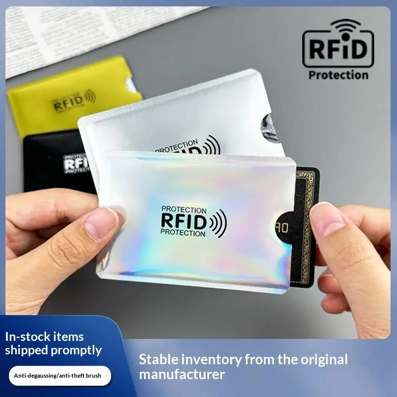 Anti Scan RFID Card Sleeves Anti Magnetic Aluminum Foil Bank ID Card Protector Portable for Business Trip 5 Pack