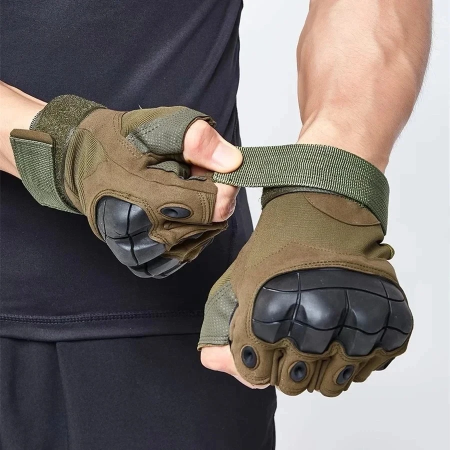 Outdoorowe taktyczne rękawiczki bez palców Hard Knuckle Paintball Airsoft Hunting Combat Riding Hiking Half Finger Gloves-