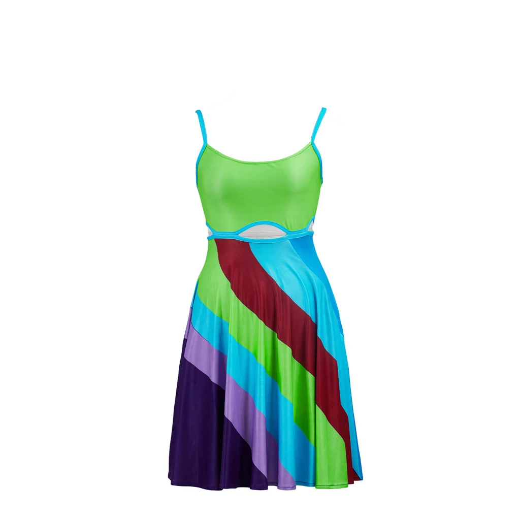 Plötzlich 30 Jenna Cosplay-Kostüm, sexy Neckholder, grünes Minikleid, rückenfrei, 13, auf 30, Regenbogenkleid, Sommer-Strand-Sommerkleid