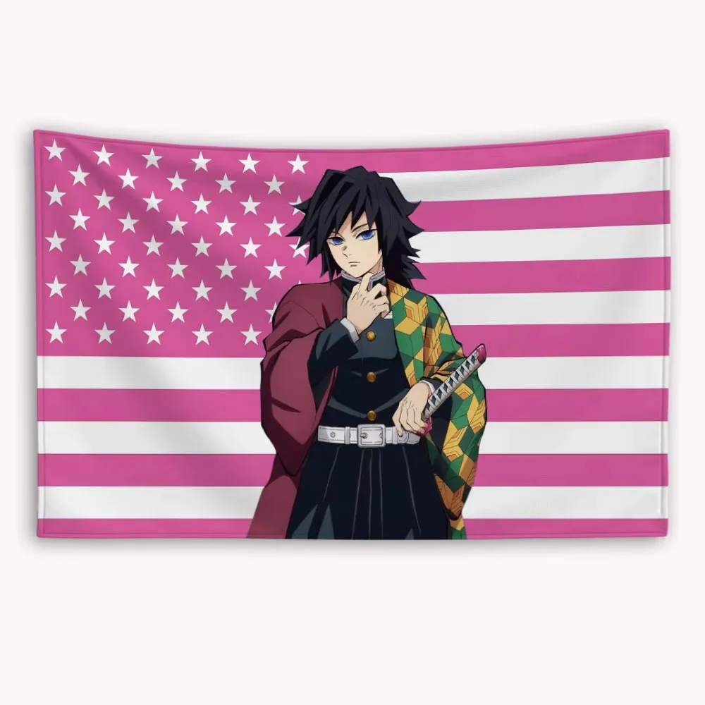 Demon Slayer Tomioka Giyuu American Flag Banner | Flat Printed Outdoor Tapestry Flag for Garage & Wall Decor