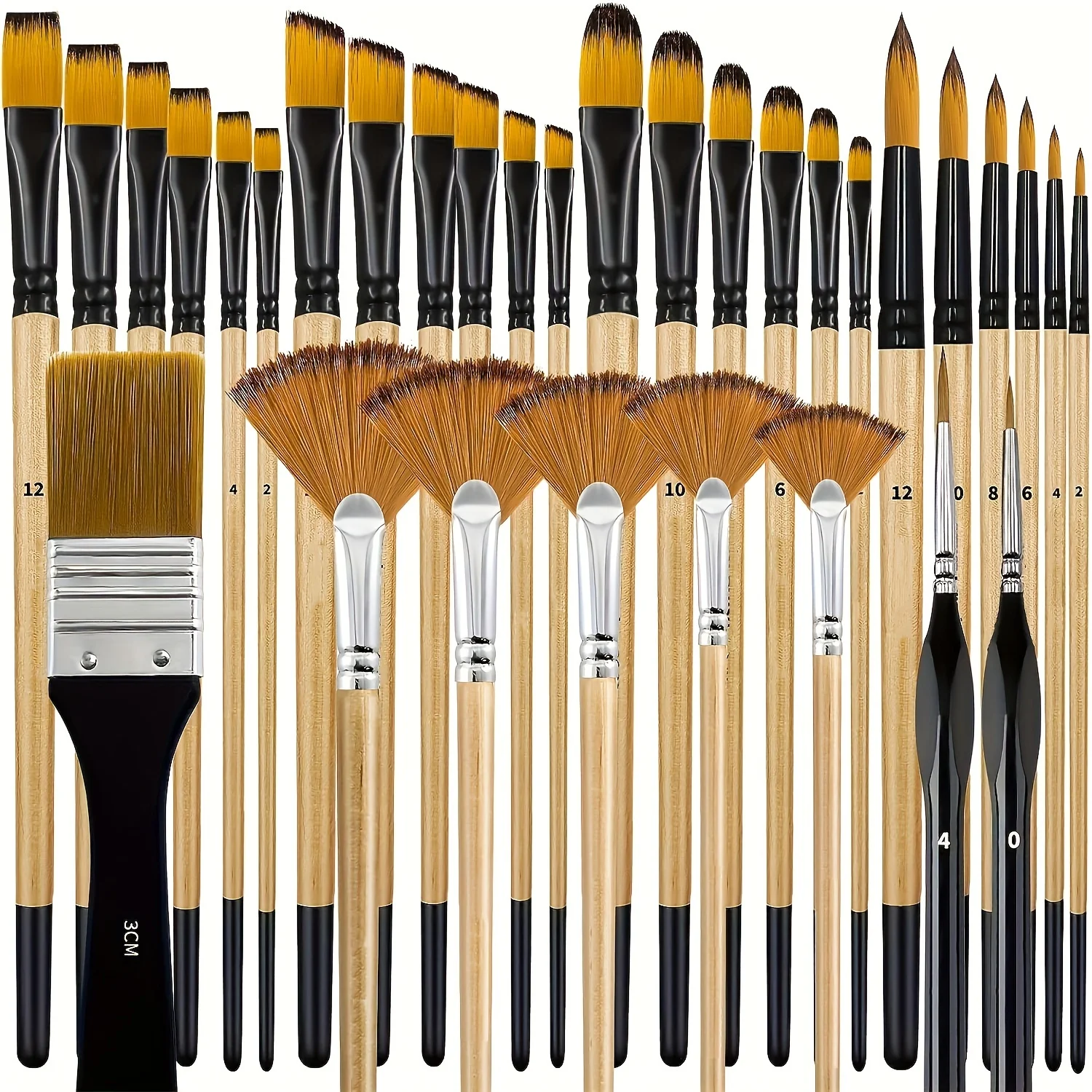 

32pcs Paint Brush Set Nylon Bristles Wood Painting Brush for Oil Acrylic Watercolor Drawing Professional Artist Supplies