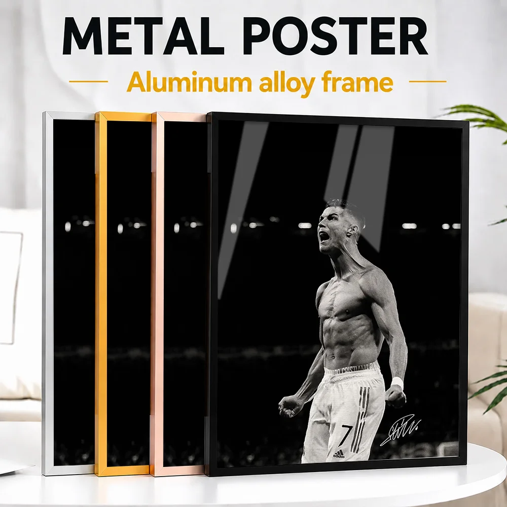 Cristiano Ronaldo Shirtless Celebration Framed Metal Print Customized Victory Tribute Wall Art Ideal For Gym Or Athlete Gift