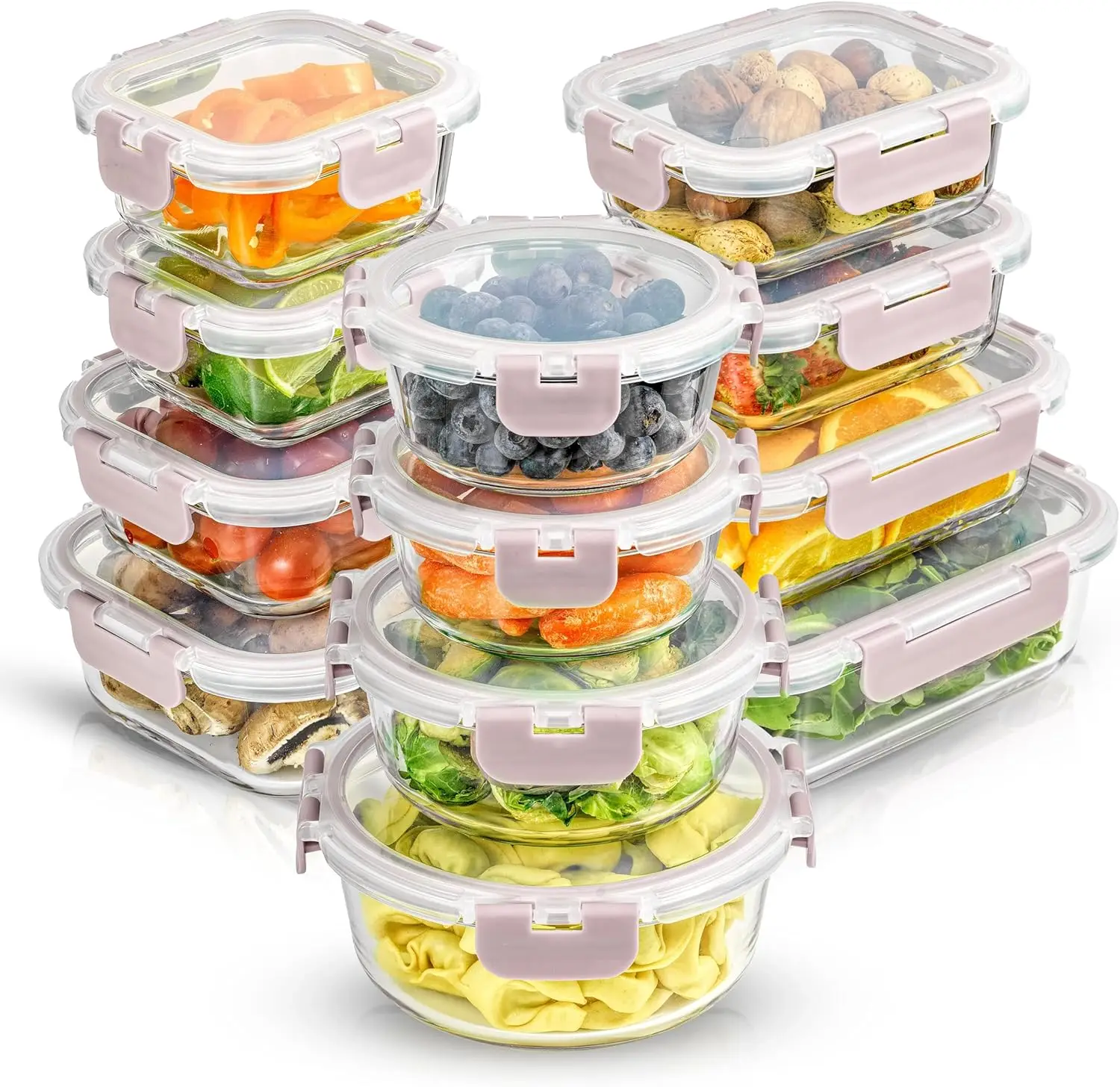 

24pc Borosilicate Glass Storage Containers with Lids, Airtight Freezer Safe Food Storage for Kitchen and Meal Prep
