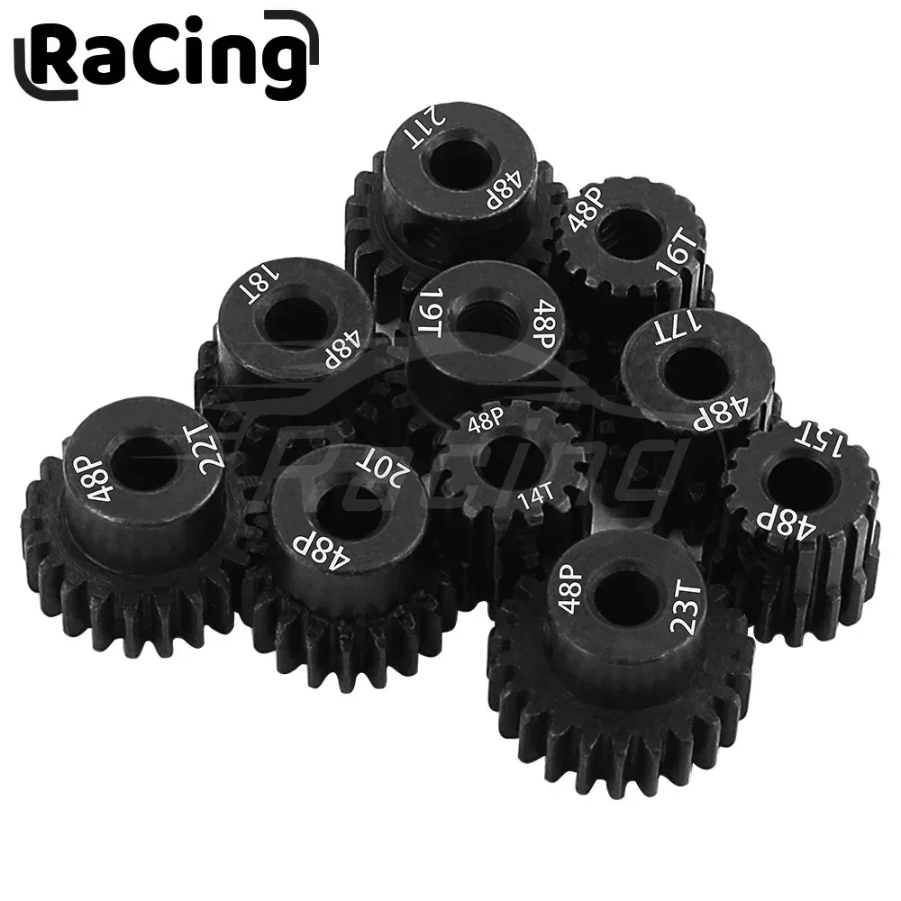 1PC 48P 3.175mm M0.53 Black Steel Metal Pinion Motor Gear 14T 15 16 17T- 23T For 1/10 Axial SCX10 Rc Model Car Motor Accessories