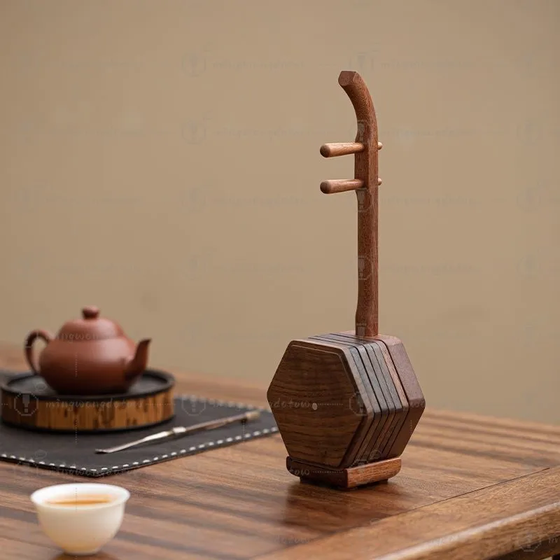 Handmade Musical Instrument Shaped Magnetic Cup Coaster Anti Scalding Thermal Insulation Pad Creative Home Decor Mat