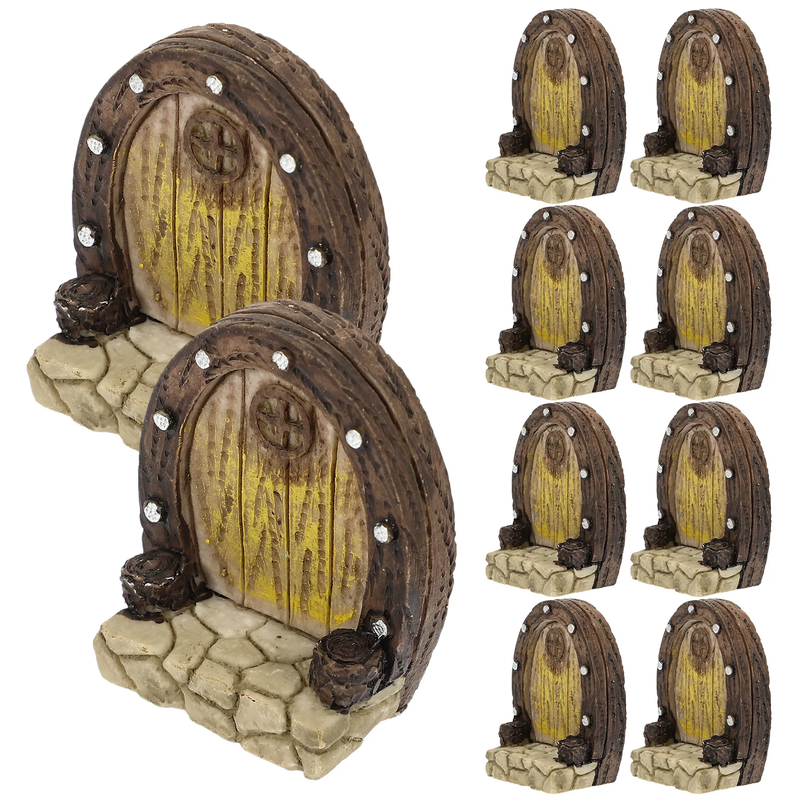

10Pcs Mini Resin Courtyard Gate Unique Design Micro Landscape Ornament Home Decor Mini Door Ornament Garden Door