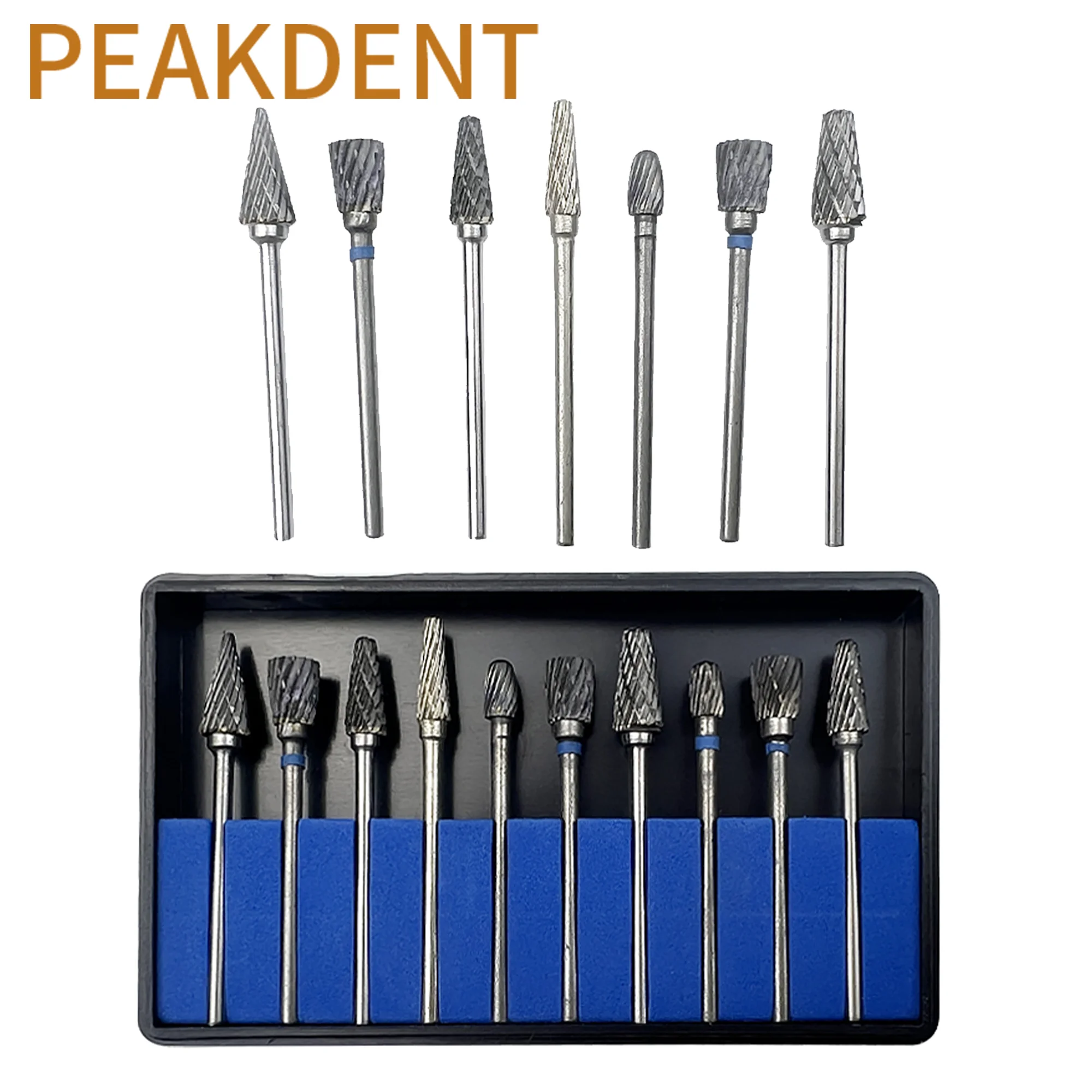 

10pcs/box Dental Burs Polishing Head Sintered Diamond KITs Hard Alloy Rotary File Milling Cutter Head Dentist Lab Tools