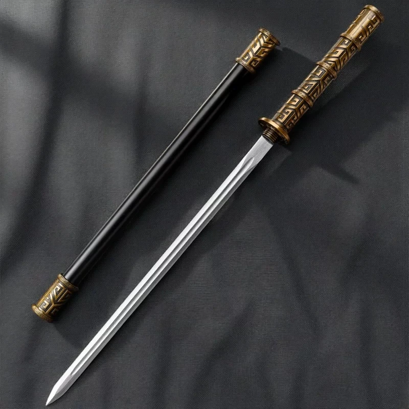 Extendable Fine Steel Stick Sword Manganese Steel Blade 204 Stainless Steel Scabbard Antique Geometric Alloy Fittings Ornament