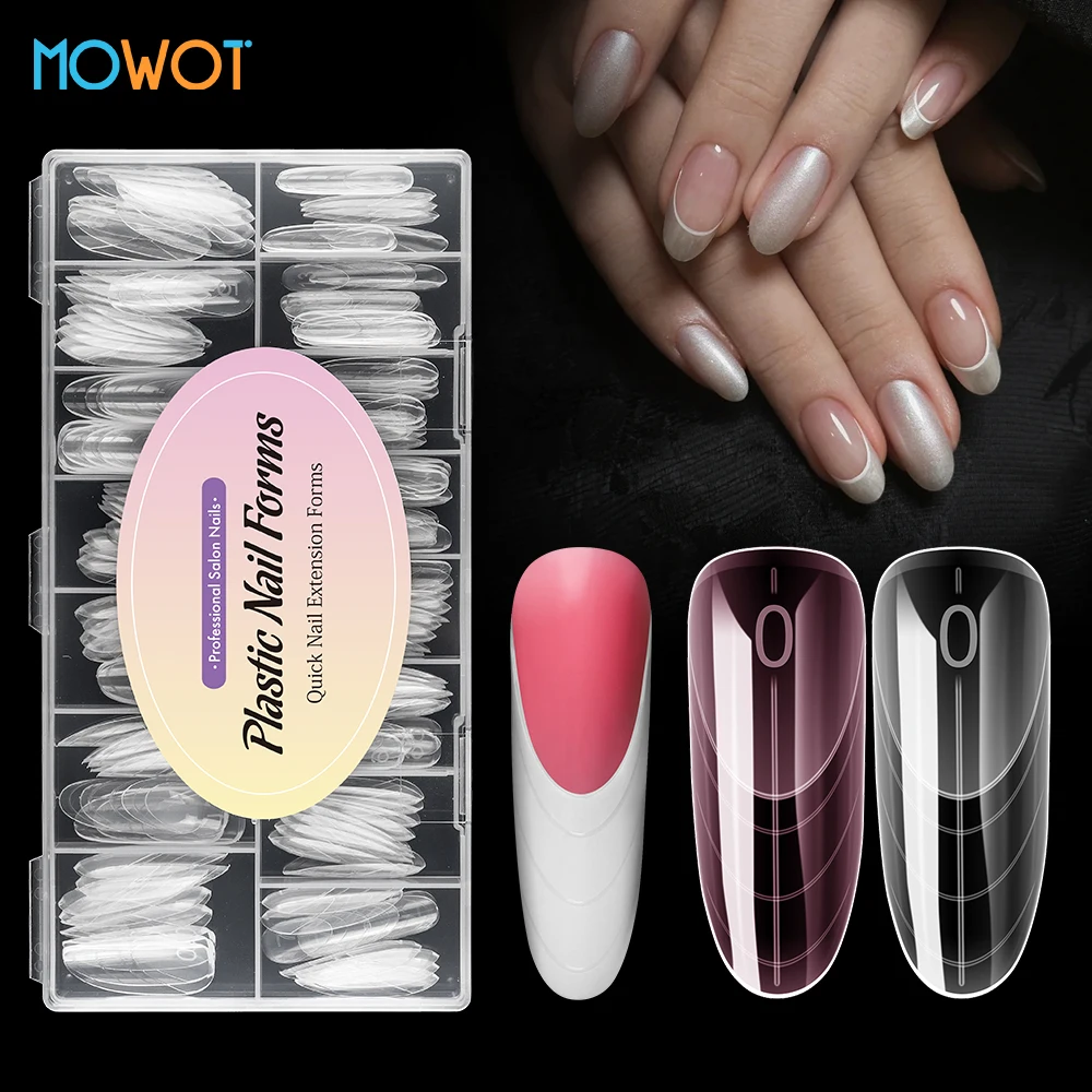

Формы для наращивания ногтей MOWOT Oval French Dual, прозрачно-розовые, для полного покрытия, многоразовые, для акриловых ногтей, 150 шт.