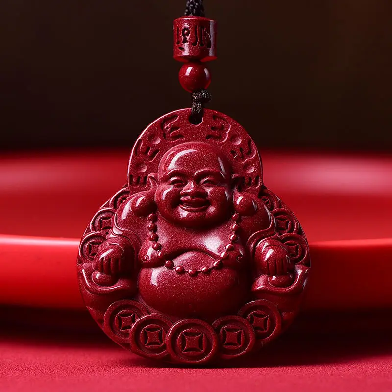 

High Content Maitreya Purple Gold Sand Big Belly Buddha Pendant Same Earrings for Couple Decora