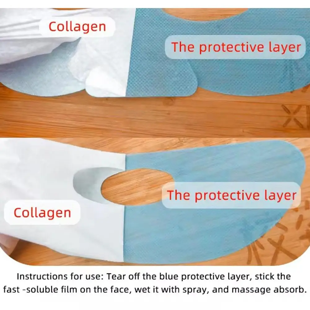 Collageenfilm Papier Oplosbaar Gezichtsmasker Gezicht Huid Wangsticker Voorhoofd Patch Lach Lijnen Patches Anti-Aging Rimpels Remover