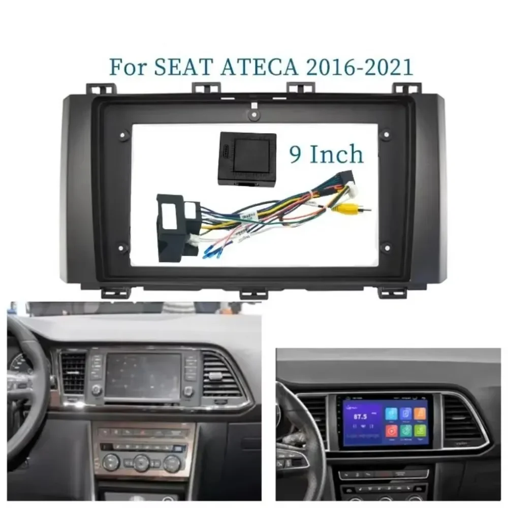 For Seat Ateca Cupra 2016-2021 9 Inch Car Frame Fascia Adapter Canbus Box Decoder Android Radio Dash Fitting Panel Kit