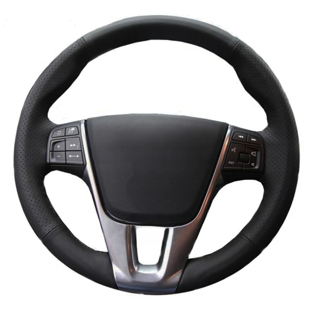 

Car Steering Wheel Cover Hand-stitched Black Genuine Leather For Volvo V40 XC60 S60 LV60 S80L