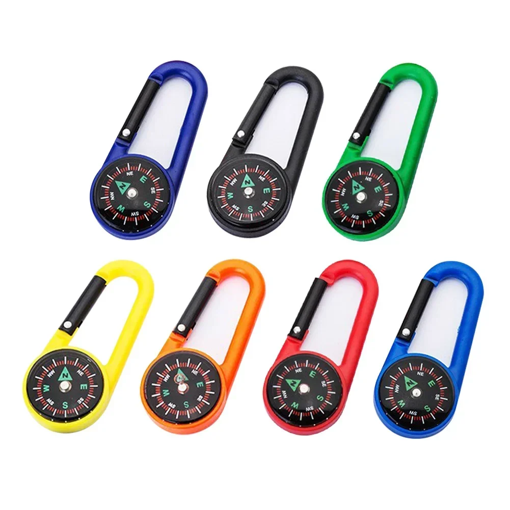 Mixed Colour Outdoor Camping Hiking Tactical Survival Mini Compass Carabiner Children's Toy Compass Small Gift