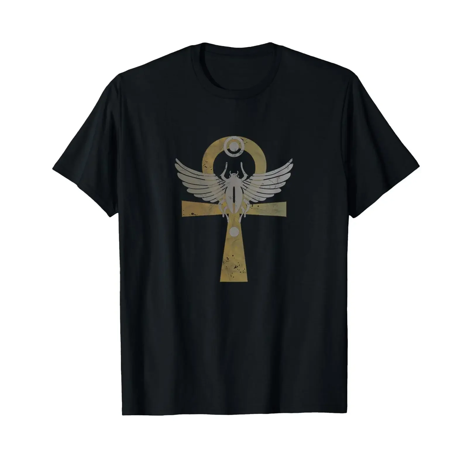 Ankh Key of Life Egyptian Scarab Beetles Ancient Hieroglyph T Shirt vintage Washed Casual Stretched Comfortable Unisex graphic
