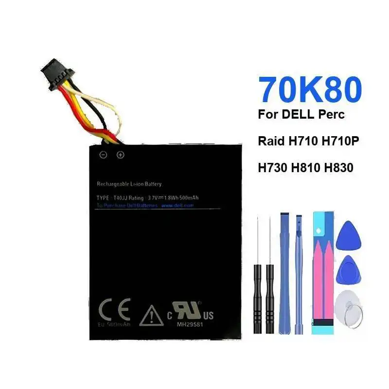For Dell Perc Raid H710 H710P H730 H810 H830 500Mah 70K80 Stable Fast Charging Laptop Battery