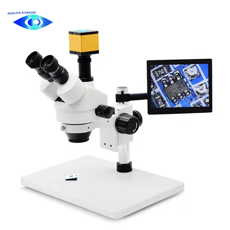 Microscópio estéreo trinocular de microscópio de alta definição com câmera VGA LCD para reparo de iPhone IC